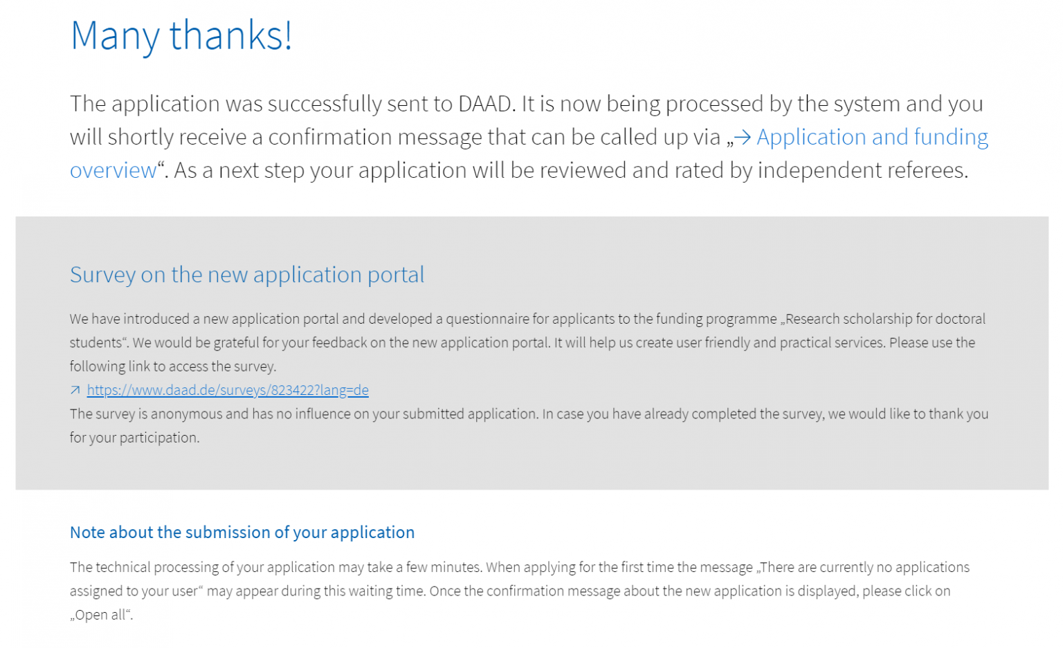 application complete